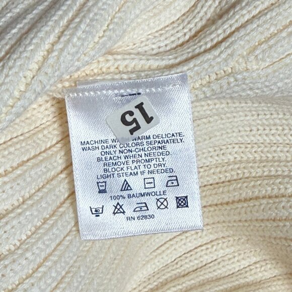 Land’s End Cream Ribbed Knit Sweater – Button Collar Pullover, Cozy Winter Class - Picture 8 of 8